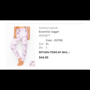 Victoria’s Secret purple tye dye jogger.